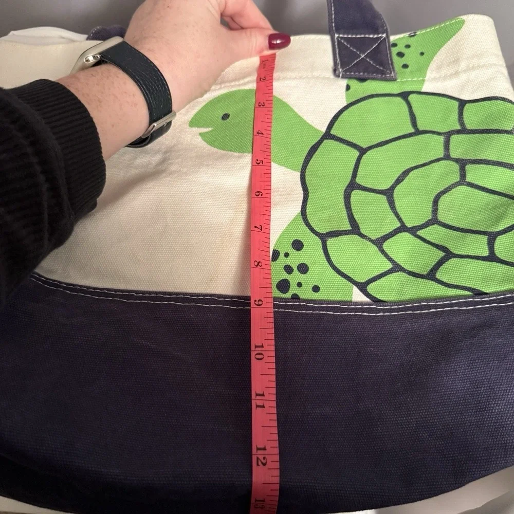 Pottery Barn Kids Turtle Preppy Icon Tote Bag Beige Navy Blue Purse Travel